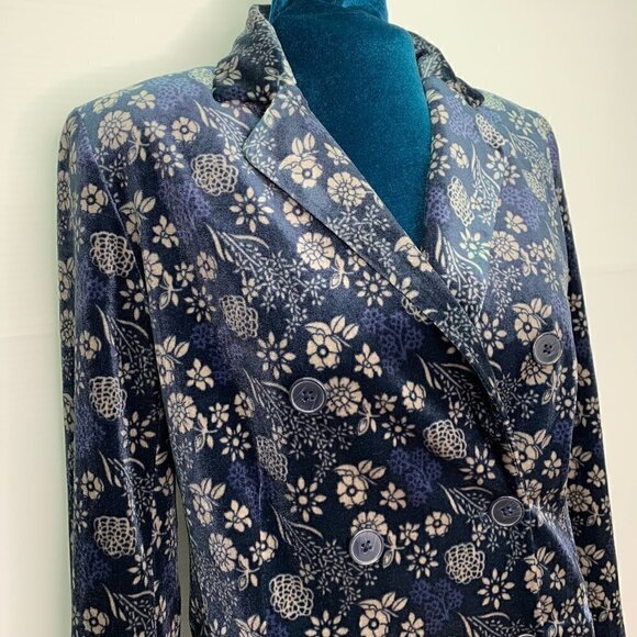 Carolina Belle Blazer Size XS Blue Velvet Floral NWT - Picture 3 of 11